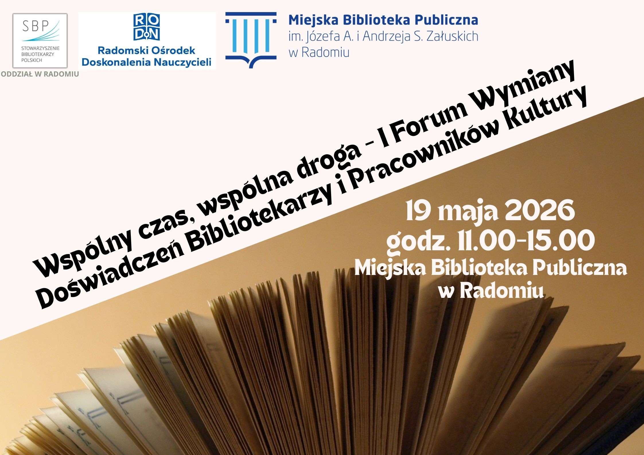 plakat promuj�cy forum bibliotekarzy z logotypami organizator�w
